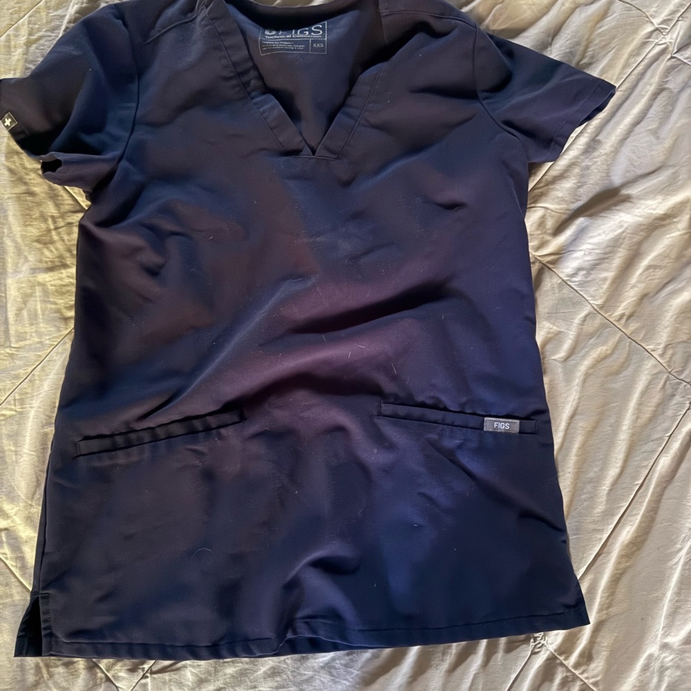 Navy Blue Figs Scrub Top